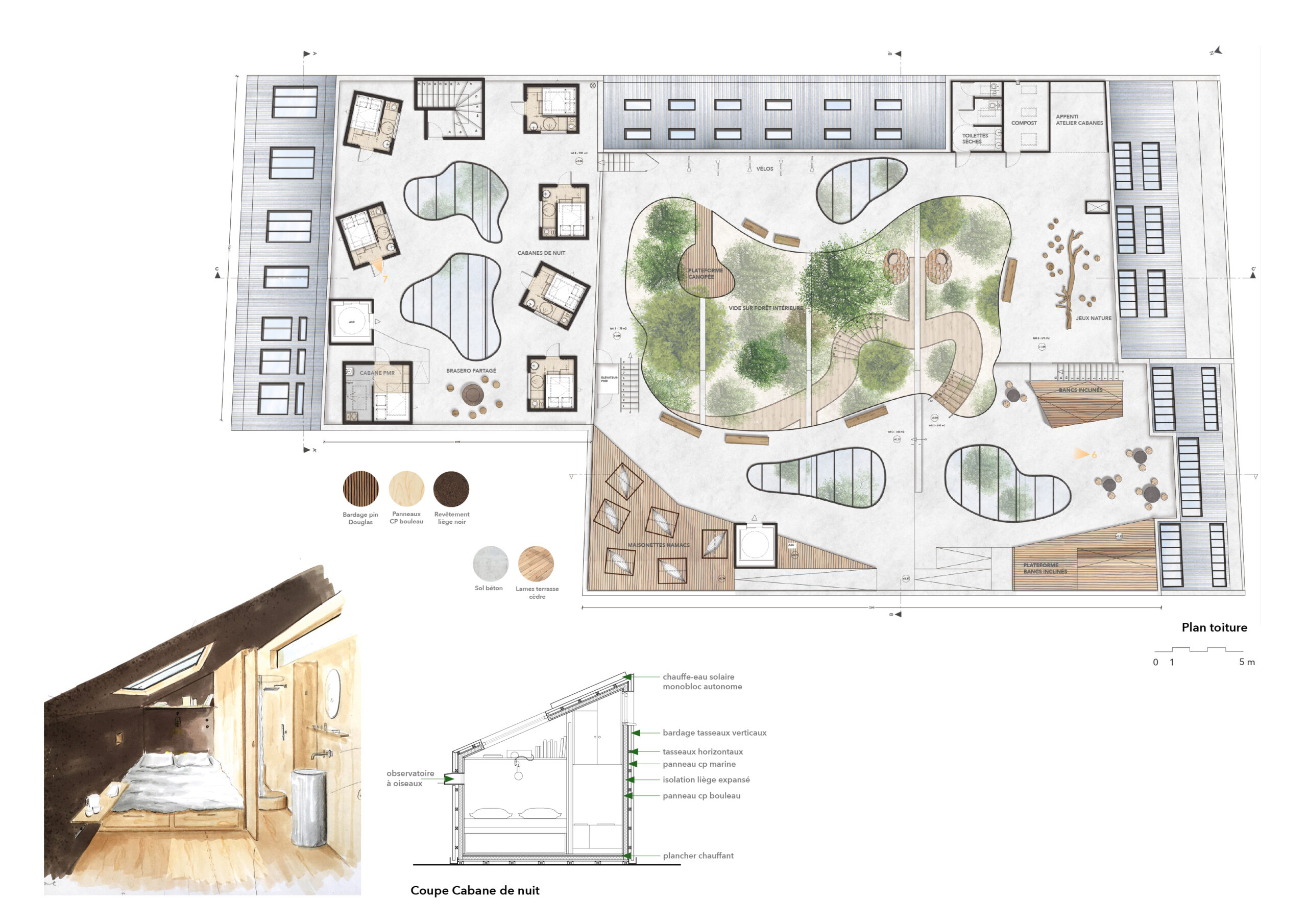 Architecte d'intérieur Paris - toit terrasses cabanes parking parisien