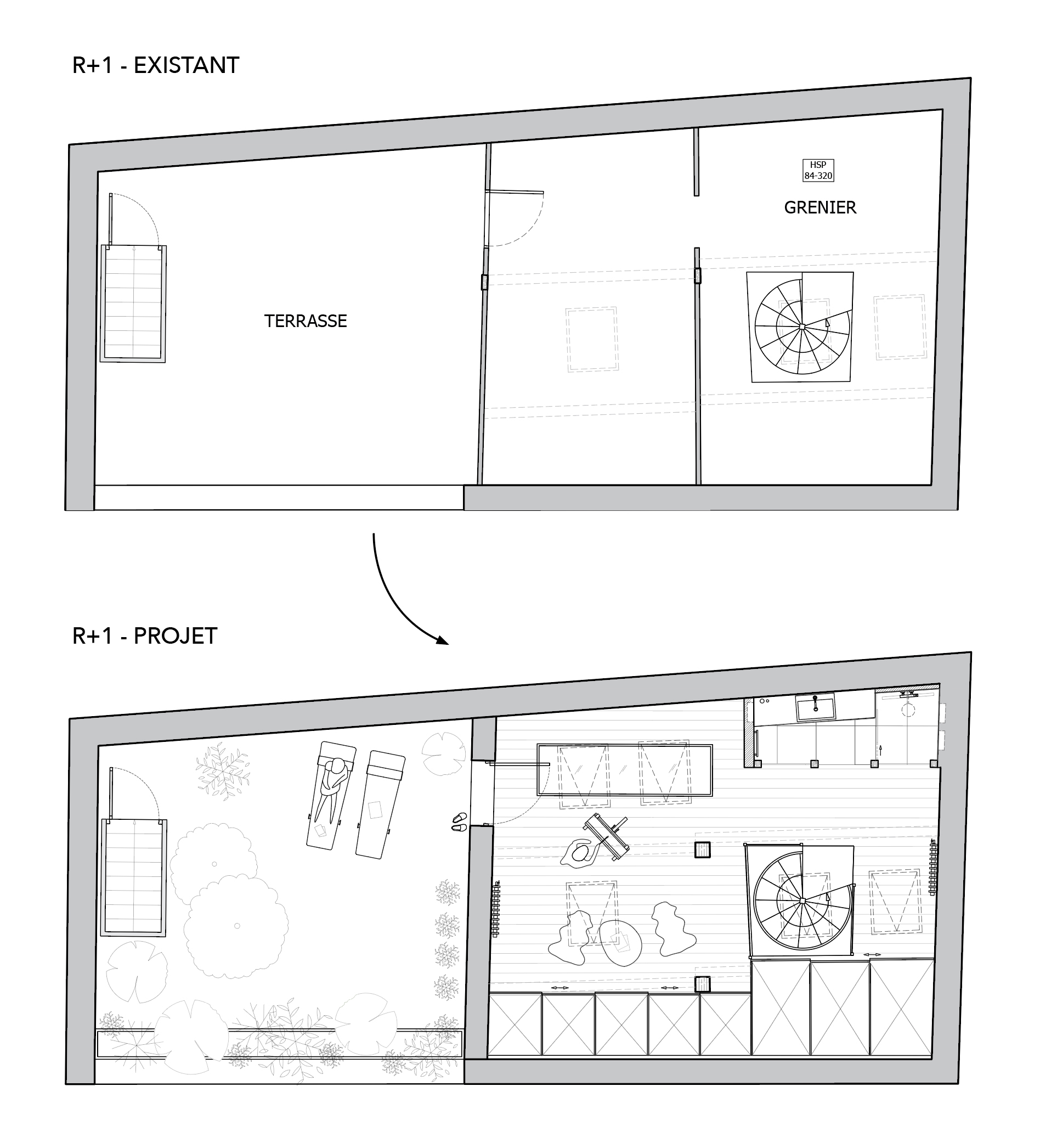 plan architecture ; plan maison ; plan avant après