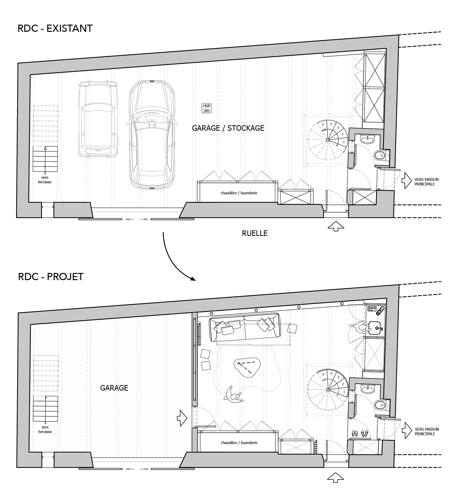 plan architecture ; plan maison ; plan avant après
