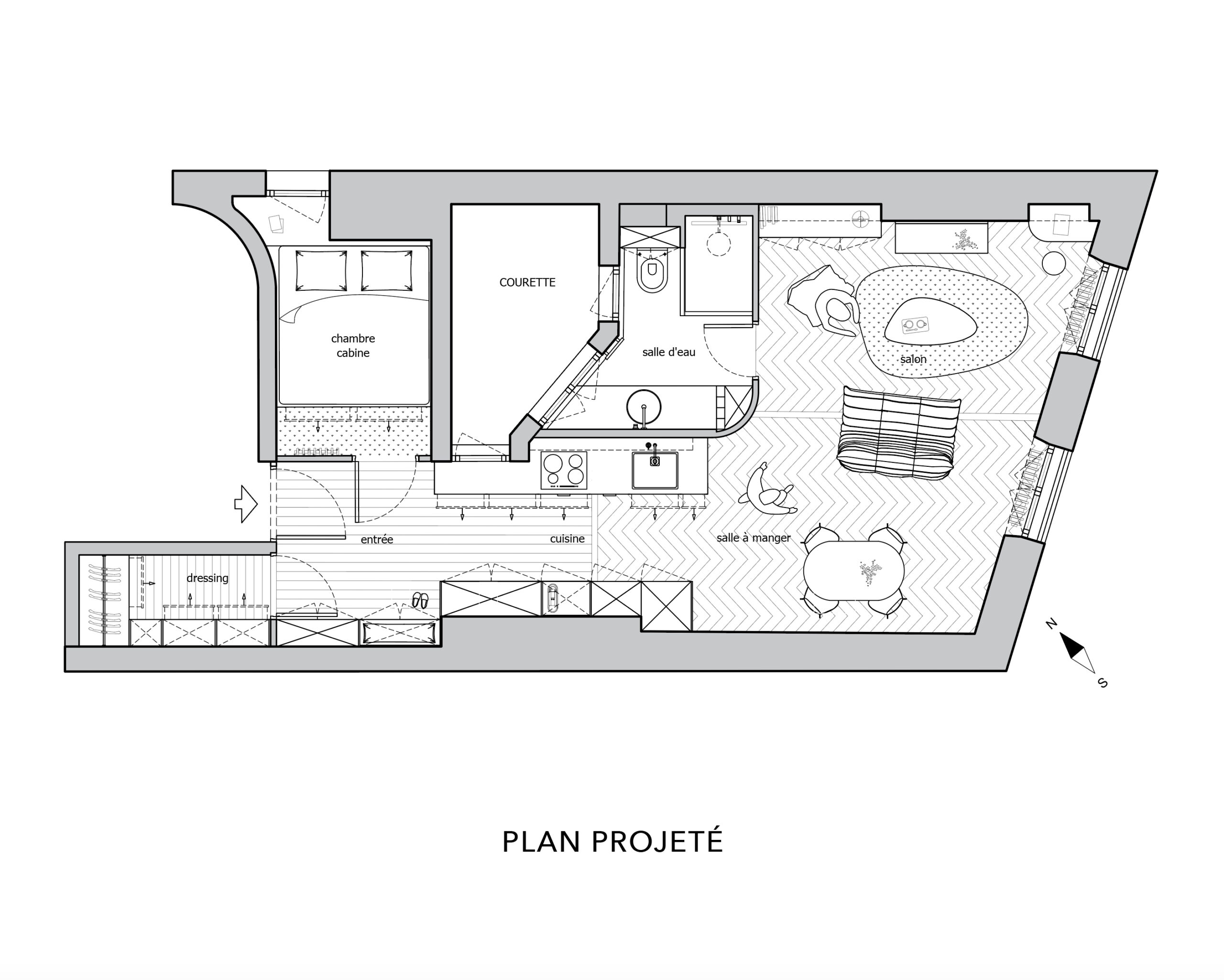 plan architecture ; plan appartement ; plan avant après