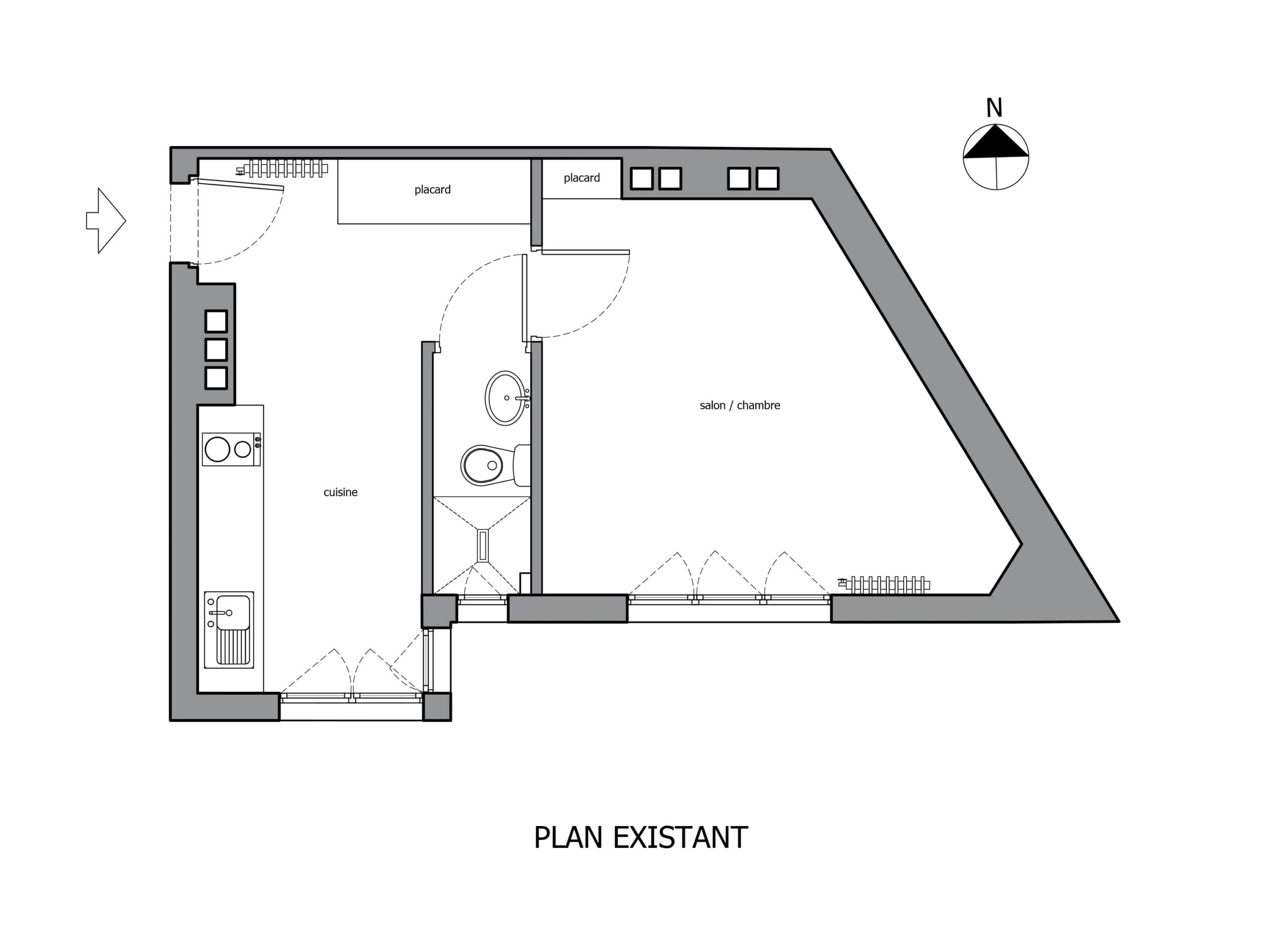 plan appartement 25m2 ; plan aménagement deux pieces ; aménagement deux pièces